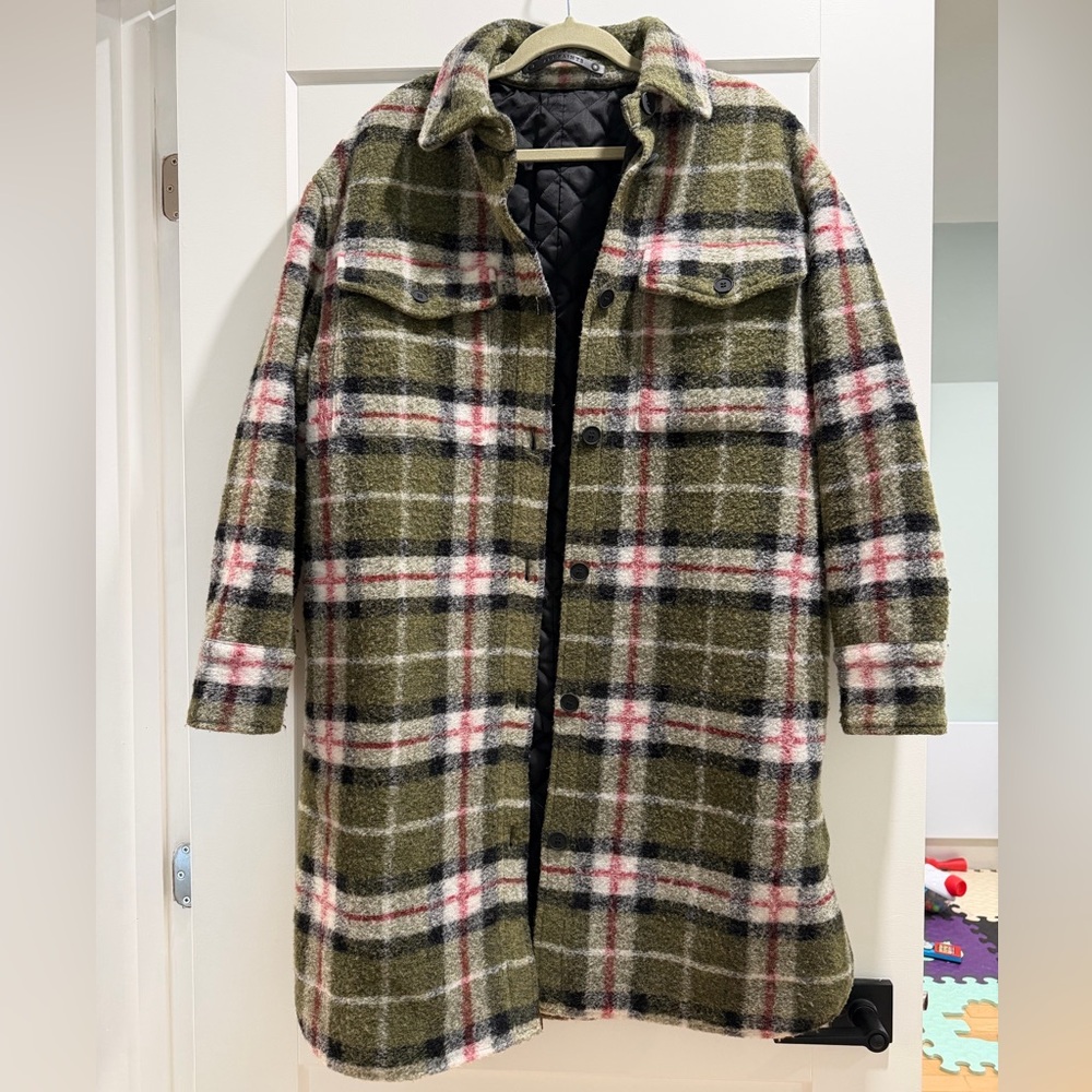 All Saints Green Plaid Utility Jacket